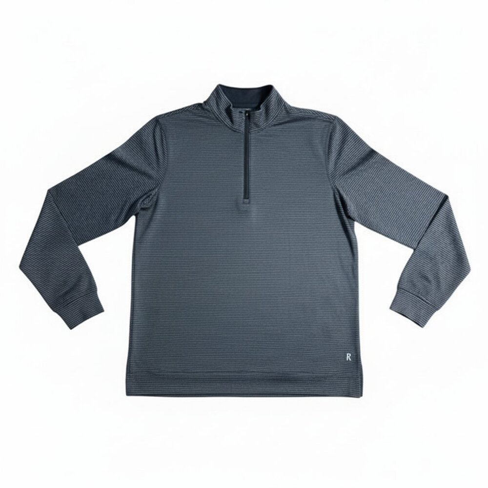 R.O.W. Men's Performance Pullover Quarter-Zip Gray/Black Striped Small NEW